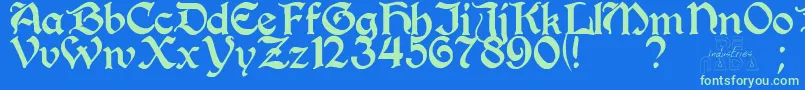 PerrygothicRegular-Schriftart – Grüne Schriften auf blauem Hintergrund