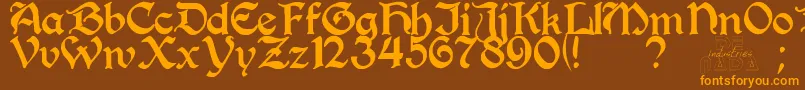 PerrygothicRegular-Schriftart – Orangefarbene Schriften auf braunem Hintergrund