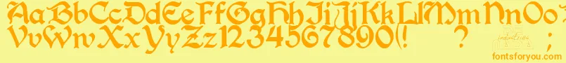 PerrygothicRegular-Schriftart – Orangefarbene Schriften auf gelbem Hintergrund