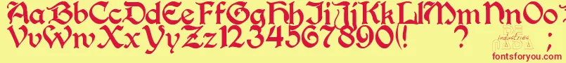 PerrygothicRegular Font – Red Fonts on Yellow Background