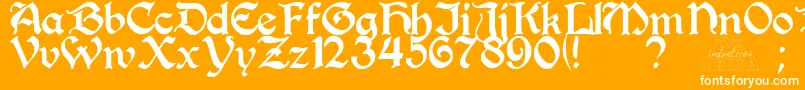 PerrygothicRegular-Schriftart – Weiße Schriften auf orangefarbenem Hintergrund