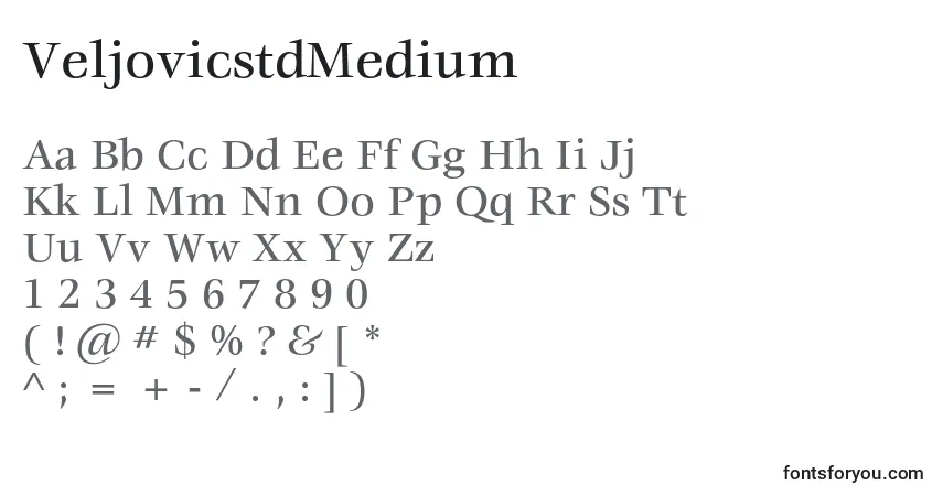 A fonte VeljovicstdMedium – alfabeto, números, caracteres especiais
