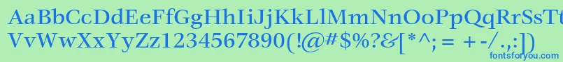 VeljovicstdMedium-fontti – siniset fontit vihreällä taustalla