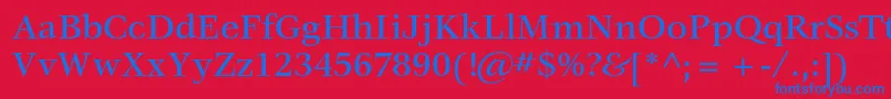 Czcionka VeljovicstdMedium – niebieskie czcionki na czerwonym tle