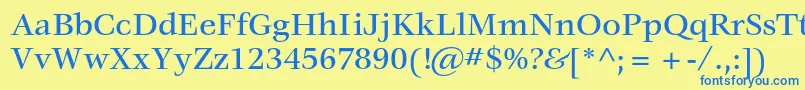 VeljovicstdMedium-fontti – siniset fontit keltaisella taustalla