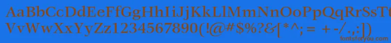 フォントVeljovicstdMedium – 茶色の文字が青い背景にあります。