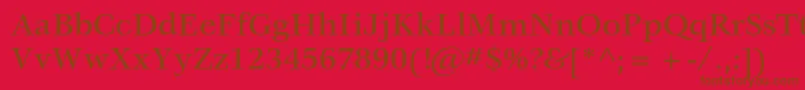 VeljovicstdMedium-Schriftart – Braune Schriften auf rotem Hintergrund