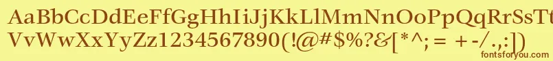 VeljovicstdMedium-Schriftart – Braune Schriften auf gelbem Hintergrund