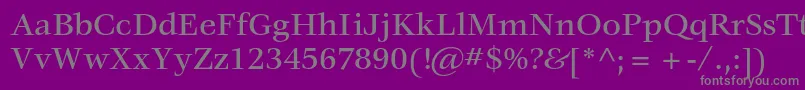VeljovicstdMedium-Schriftart – Graue Schriften auf violettem Hintergrund