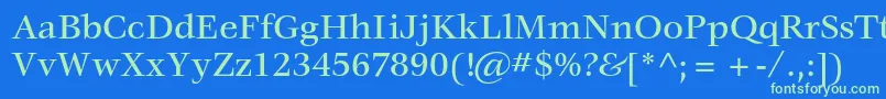 Шрифт VeljovicstdMedium – зелёные шрифты на синем фоне