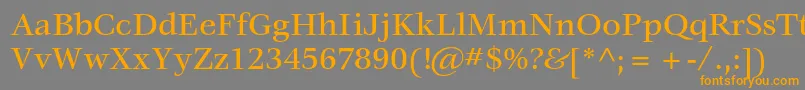 VeljovicstdMedium-Schriftart – Orangefarbene Schriften auf grauem Hintergrund