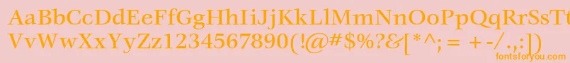 VeljovicstdMedium-Schriftart – Orangefarbene Schriften auf rosa Hintergrund