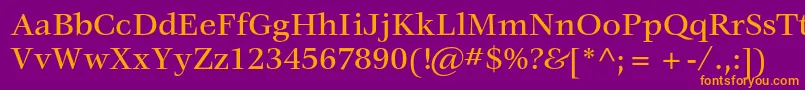 VeljovicstdMedium-Schriftart – Orangefarbene Schriften auf violettem Hintergrund