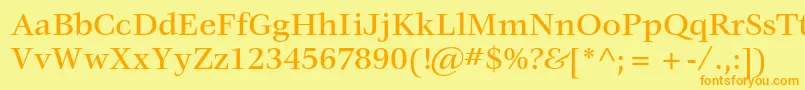 フォントVeljovicstdMedium – オレンジの文字が黄色の背景にあります。