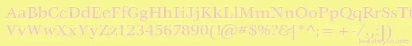 VeljovicstdMedium-fontti – vaaleanpunaiset fontit keltaisella taustalla