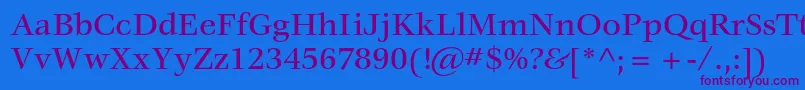 VeljovicstdMedium-Schriftart – Violette Schriften auf blauem Hintergrund