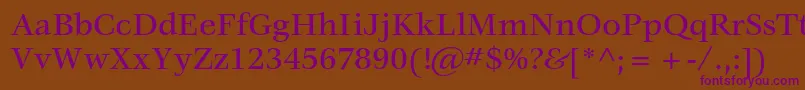 Czcionka VeljovicstdMedium – fioletowe czcionki na brązowym tle