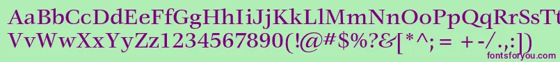 VeljovicstdMedium-Schriftart – Violette Schriften auf grünem Hintergrund