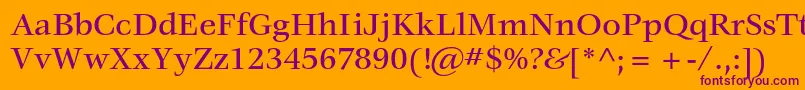 VeljovicstdMedium-Schriftart – Violette Schriften auf orangefarbenem Hintergrund