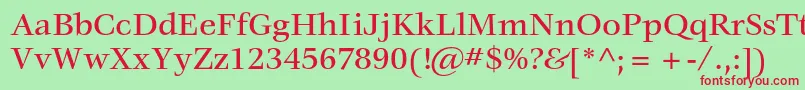 VeljovicstdMedium-Schriftart – Rote Schriften auf grünem Hintergrund