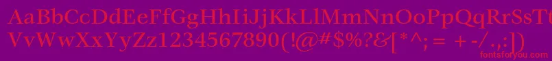 VeljovicstdMedium-Schriftart – Rote Schriften auf violettem Hintergrund