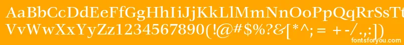 VeljovicstdMedium-Schriftart – Weiße Schriften auf orangefarbenem Hintergrund