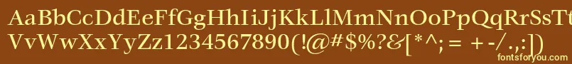 VeljovicstdMedium-fontti – keltaiset fontit ruskealla taustalla