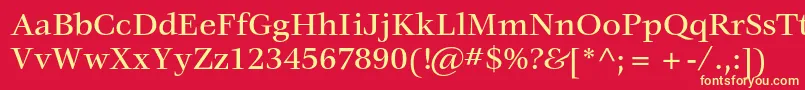VeljovicstdMedium-Schriftart – Gelbe Schriften auf rotem Hintergrund
