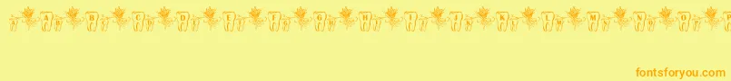フォントToothFairy – オレンジの文字が黄色の背景にあります。