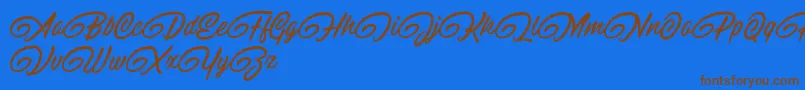 RaitonsDemo-fontti – ruskeat fontit sinisellä taustalla