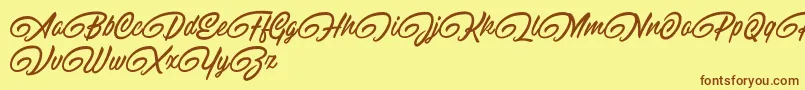 RaitonsDemo-Schriftart – Braune Schriften auf gelbem Hintergrund