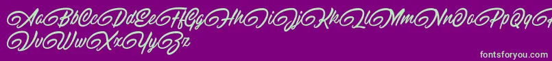 RaitonsDemo-fontti – vihreät fontit violetilla taustalla