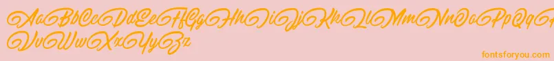 RaitonsDemo-Schriftart – Orangefarbene Schriften auf rosa Hintergrund