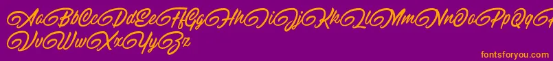 RaitonsDemo-Schriftart – Orangefarbene Schriften auf violettem Hintergrund
