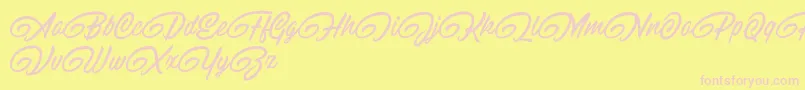 RaitonsDemo-fontti – vaaleanpunaiset fontit keltaisella taustalla