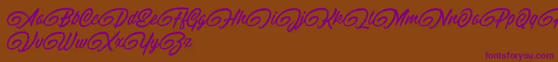 RaitonsDemo-Schriftart – Violette Schriften auf braunem Hintergrund
