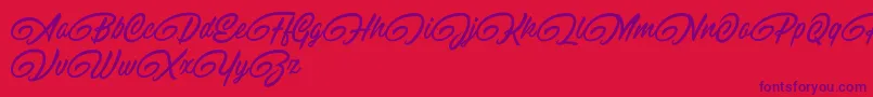 RaitonsDemo-fontti – violetit fontit punaisella taustalla