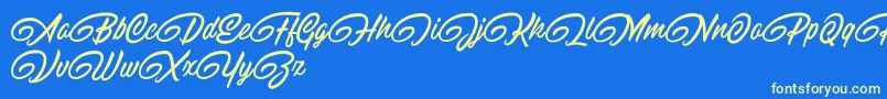 RaitonsDemo Font – Yellow Fonts on Blue Background