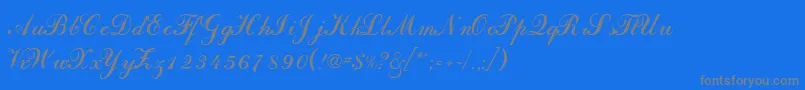 Dahlingscriptssk-Schriftart – Graue Schriften auf blauem Hintergrund