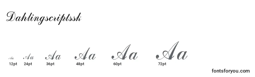 Размеры шрифта Dahlingscriptssk