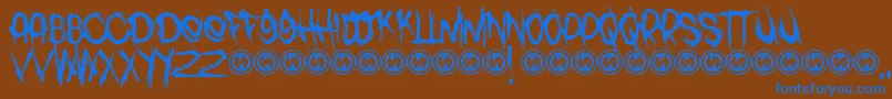 フォントPackOfWolves – 茶色の背景に青い文字