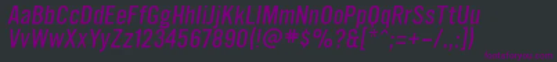 Fonte UltramagneticLightoblique – fontes roxas em um fundo preto