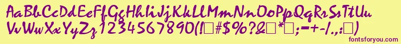 ZephyrBold-Schriftart – Violette Schriften auf gelbem Hintergrund