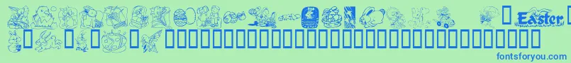 KrEaster2003 Font – Blue Fonts on Green Background