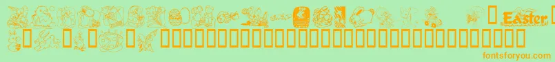 Шрифт KrEaster2003 – оранжевые шрифты на зелёном фоне