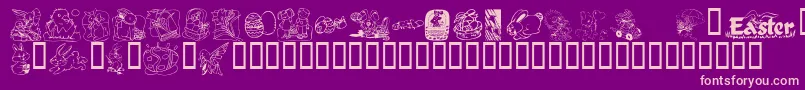 Czcionka KrEaster2003 – różowe czcionki na fioletowym tle