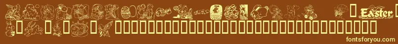 KrEaster2003 Font – Yellow Fonts on Brown Background