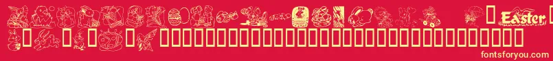フォントKrEaster2003 – 黄色の文字、赤い背景