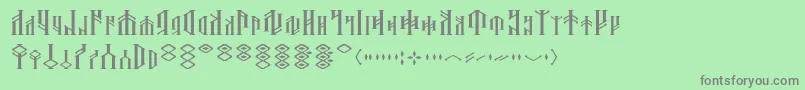 フォントDwarfspirits – 緑の背景に灰色の文字