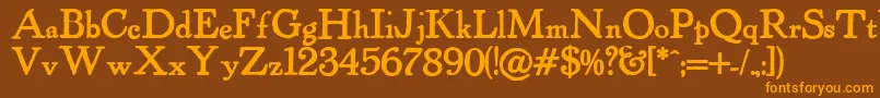 Powellantique ffy-Schriftart – Orangefarbene Schriften auf braunem Hintergrund